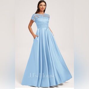 JJs House Light Blue Lace Bodice A-Line Gown 18w nwt